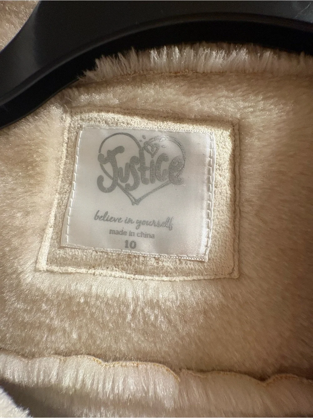 Justice Cream Faux Shearling Jacket